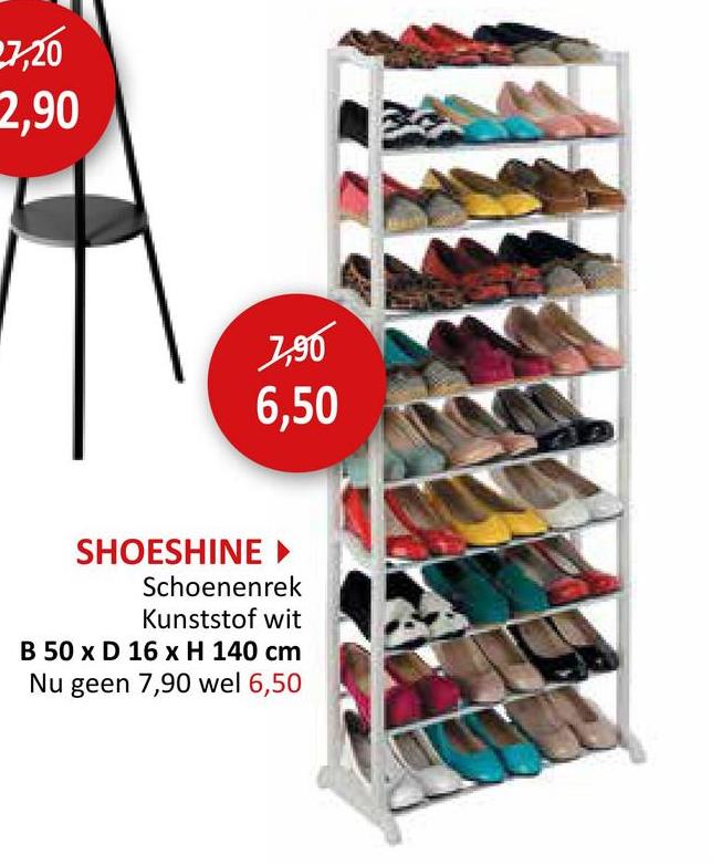 Schoenenrek Shoeshine 50x16x140cm Schoenenrekken Rekjes & Planken Kleine Opbergers