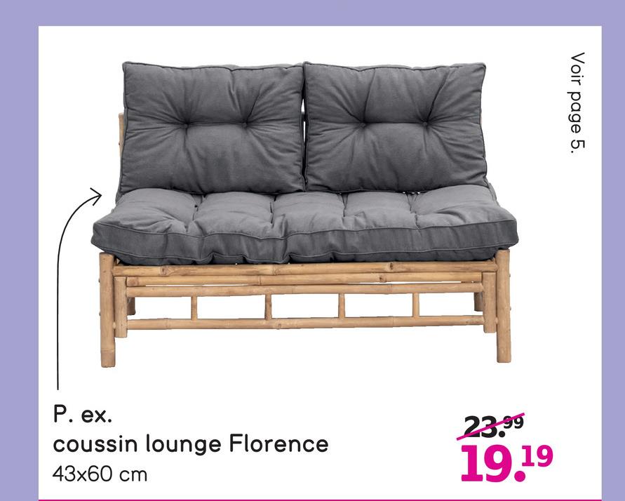 Coussin de dos Florence - gris - 43x60 cm Ce coussin lounge est fait de polyester solide et coton en couleur gris.