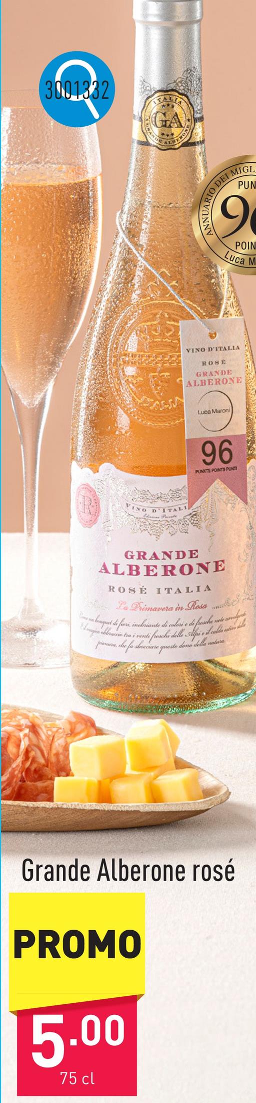 Grande Alberone rosé vin rosé italien fruité et moderne, au bouquet de fruits mûrs et de fleurs, bouche fraîche et vivacesuggestion : à l'apéritif, pour accompagner pâtes, salades ou plats légers à base de fruits de mer, de poisson ou de volaillemillésime : 2023