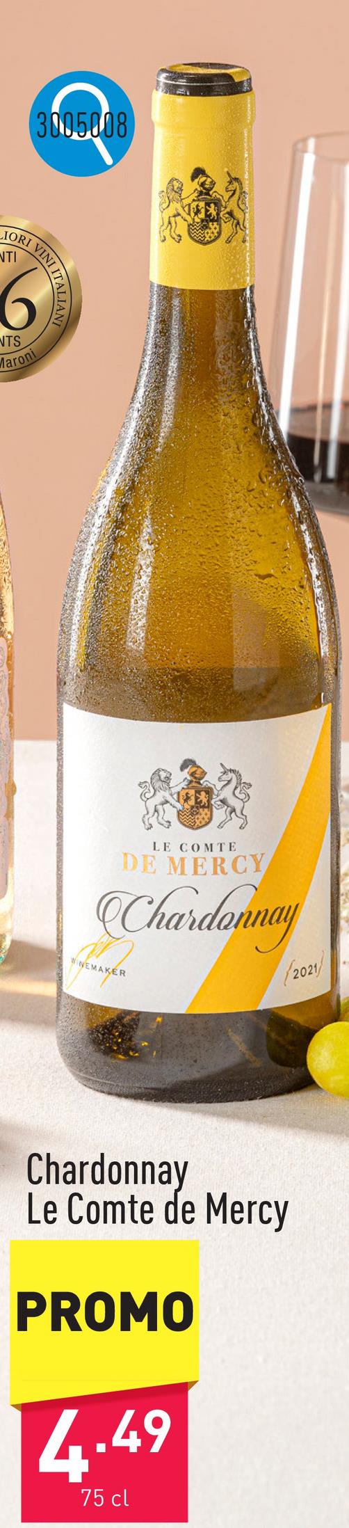Chardonnay Le Comte de Mercy vin blanc hongrois souple et charmant au bouquet délicat de fruits jaunes à noyau et à la subtile note boisée, arômes typiques de pêche et belle acidité en bouchecépage : chardonnaysuggestion : pour accompagner plats à base de poisson ou viandes blanchesmillésime : 2022