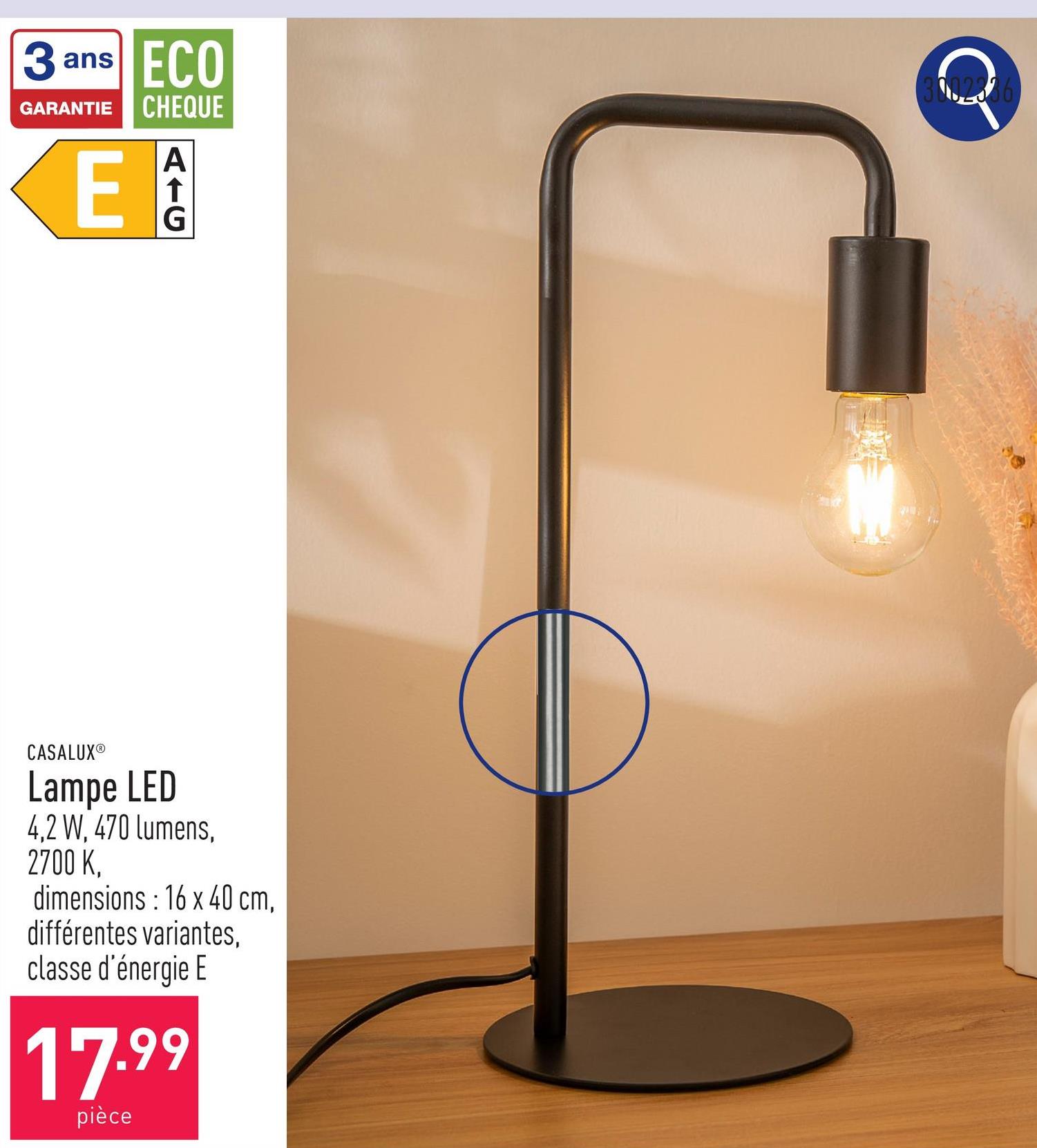 Lampe LED 4,2 W, 470 lumens, 2700 K, dimensions : 16 x 40 cm, choix entre différentes variantes, classe d'énergie E