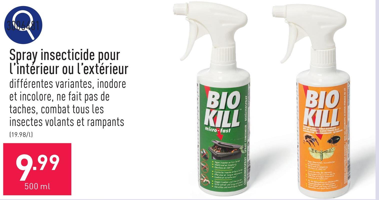 Spray insecticide pour l’intérieur ou l’extérieur différentes variantes, inodore et incolore, ne fait pas de taches, combat tous les insectes volants et rampants