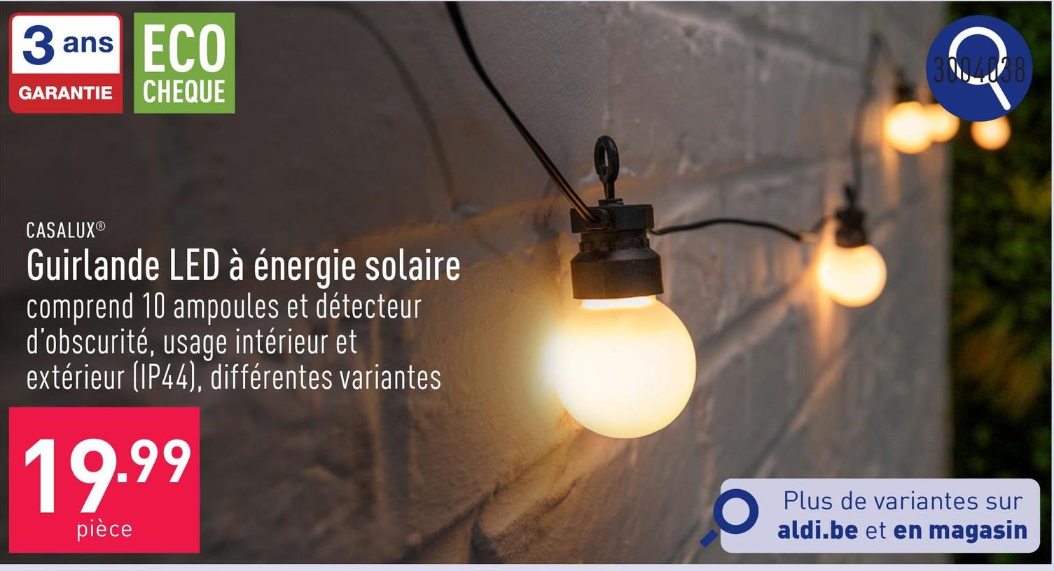 Guirlande LED à énergie solaire guirlande festive comprenant 10 ampoules et détecteur d’obscurité, longueur de la guirlande : 4,5 m, longueur du câble d’alimentation : 3 m, usage intérieur et extérieur (IP44), choix entre différentes variantes