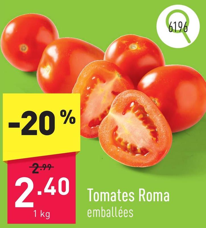 Tomates Roma emballées