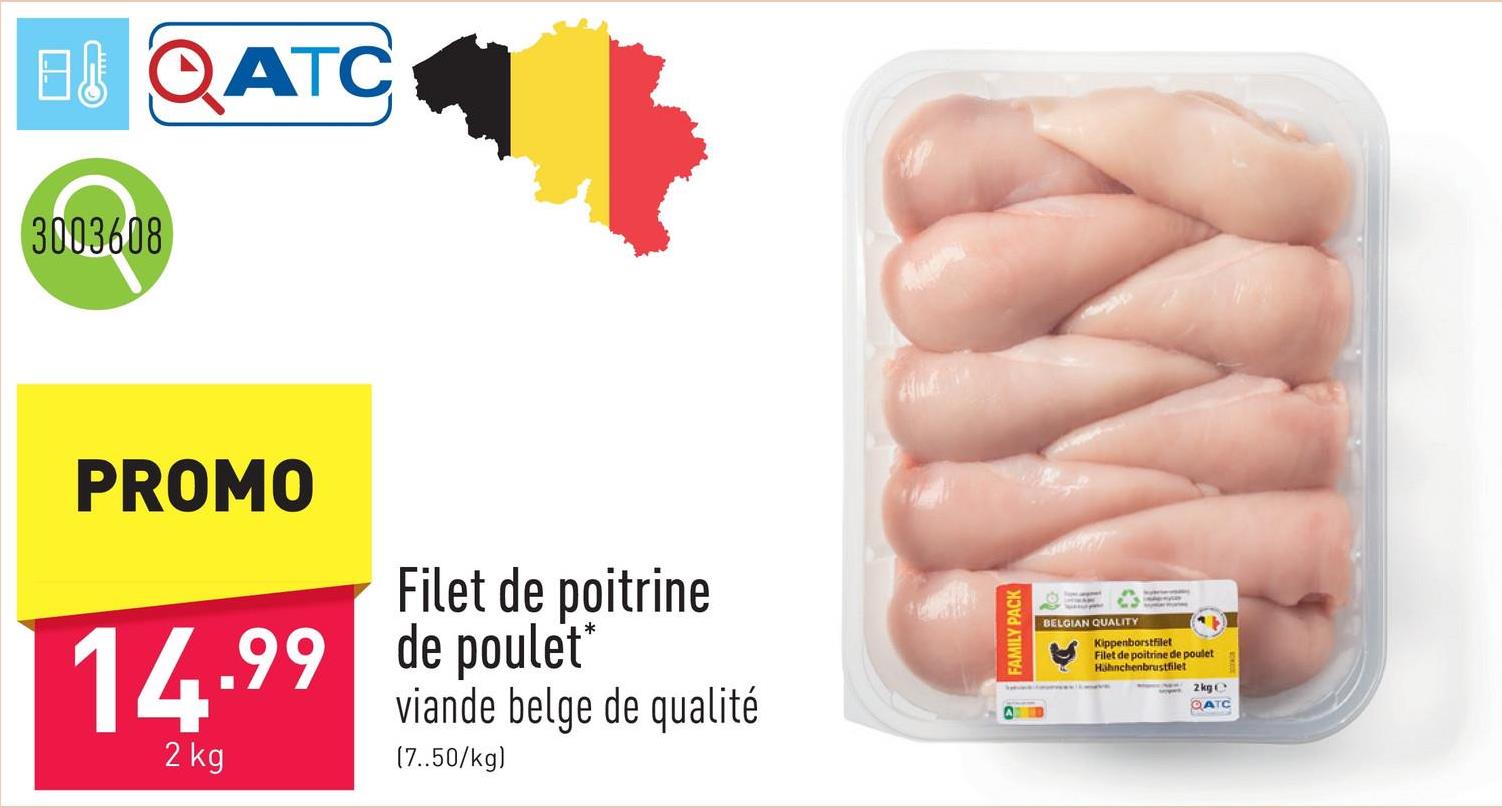 Filet de poitrine de poulet 100 % de poulet du filet de poitrine, viande belge de qualité
