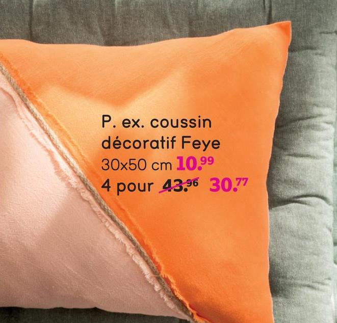 Coussin décoratif Feye - rose saumon/orange - 30x50 cm