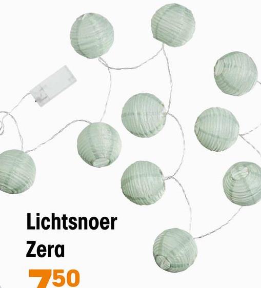 Lichtsnoer Zera Groen <p>Vrolijke lichtsnoer Zera in de kleur groen fleurt elke ruimte op. Hang de lichtsnoer op het terras, in een leuke kinderkamer of bij een zithoekje e