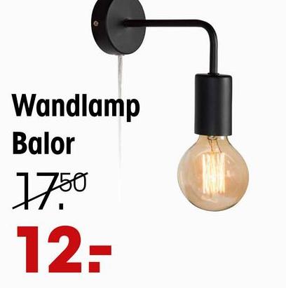Wandlamp Balor Zwart Trendy metalen wandlamp zwart. Grote fitting E27.