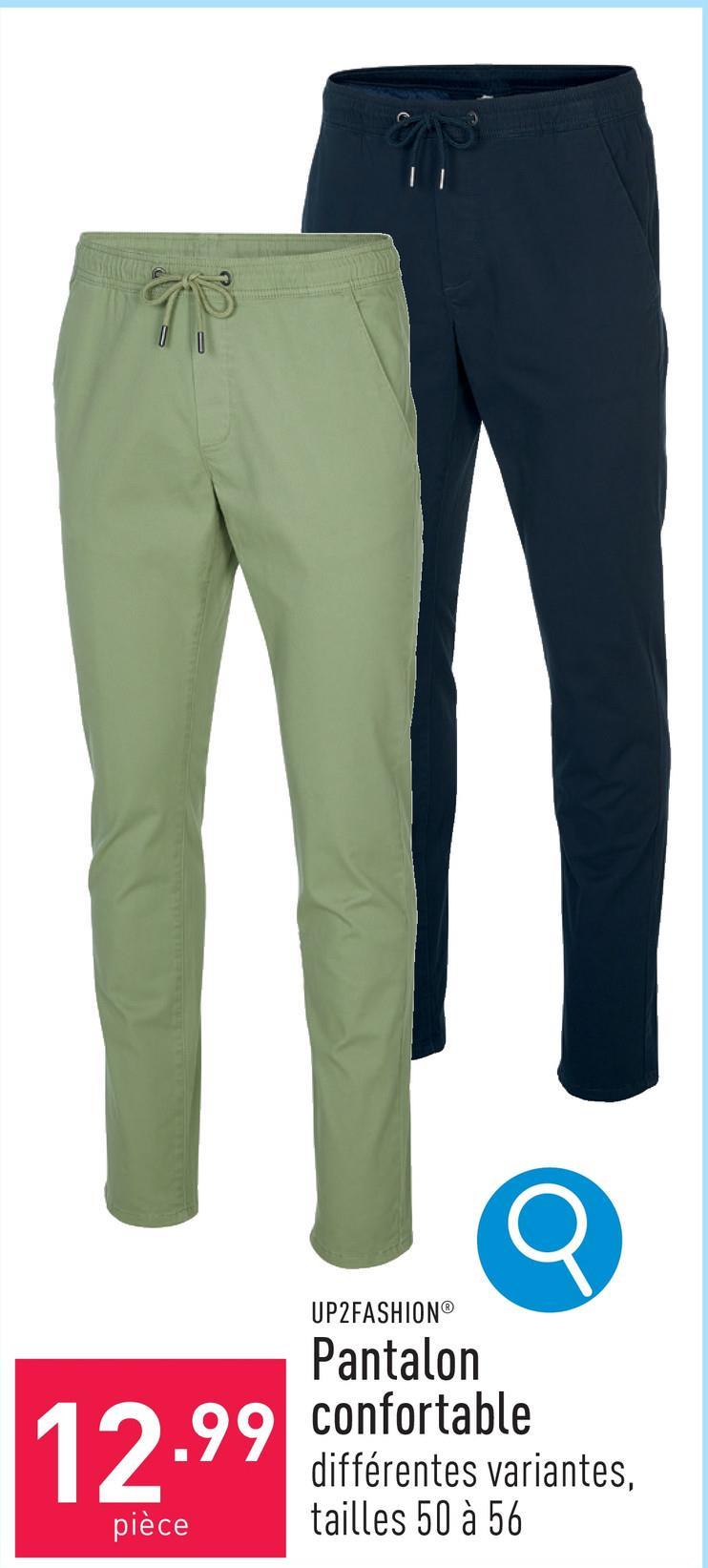 Pantalon confortable coton/élasthanne (Lycra®), tapered fit, choix entre différentes variantes, tailles 50 à 56, certifié OEKO-TEX®