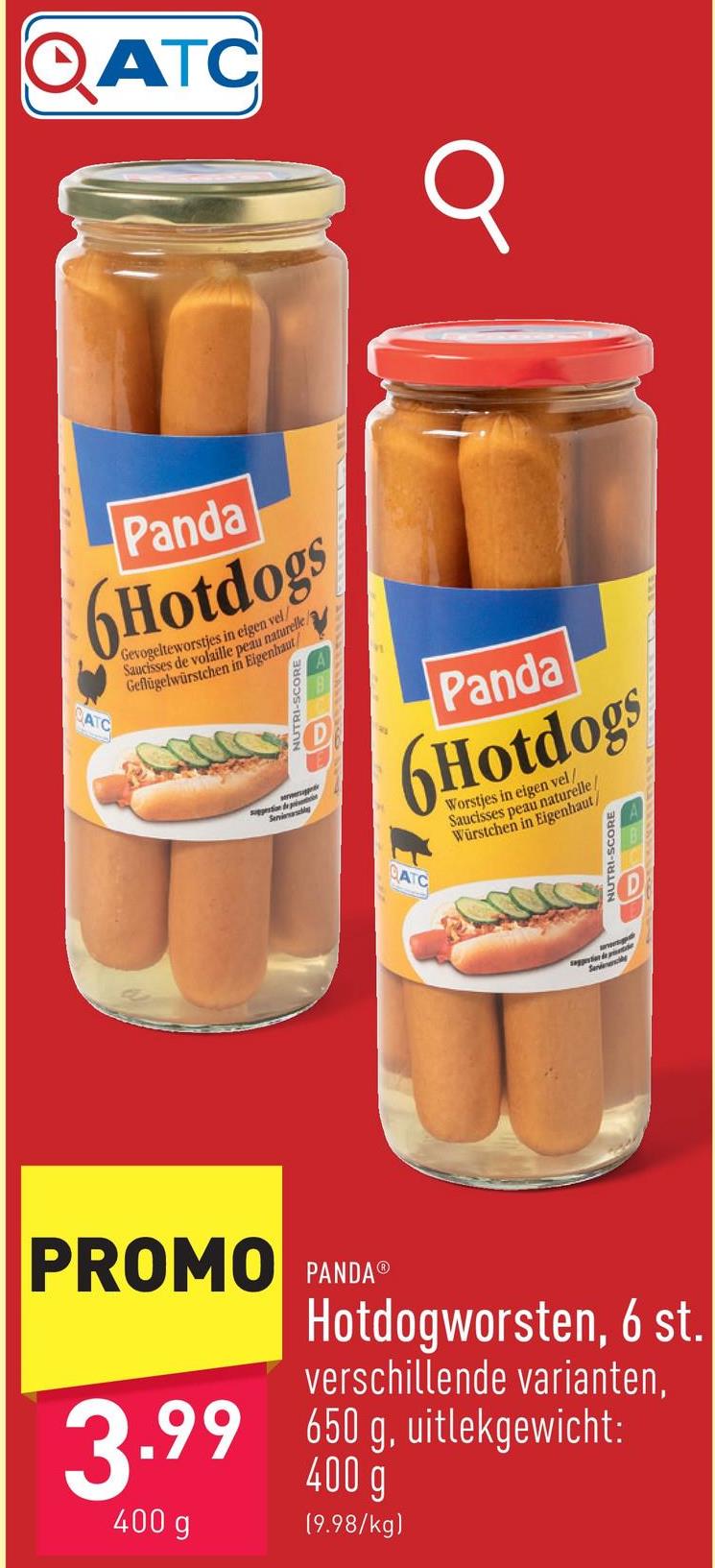 Hotdogworsten XL, 6 st. keuze uit verschillende varianten, 650 g, uitlekgewicht: 400 g