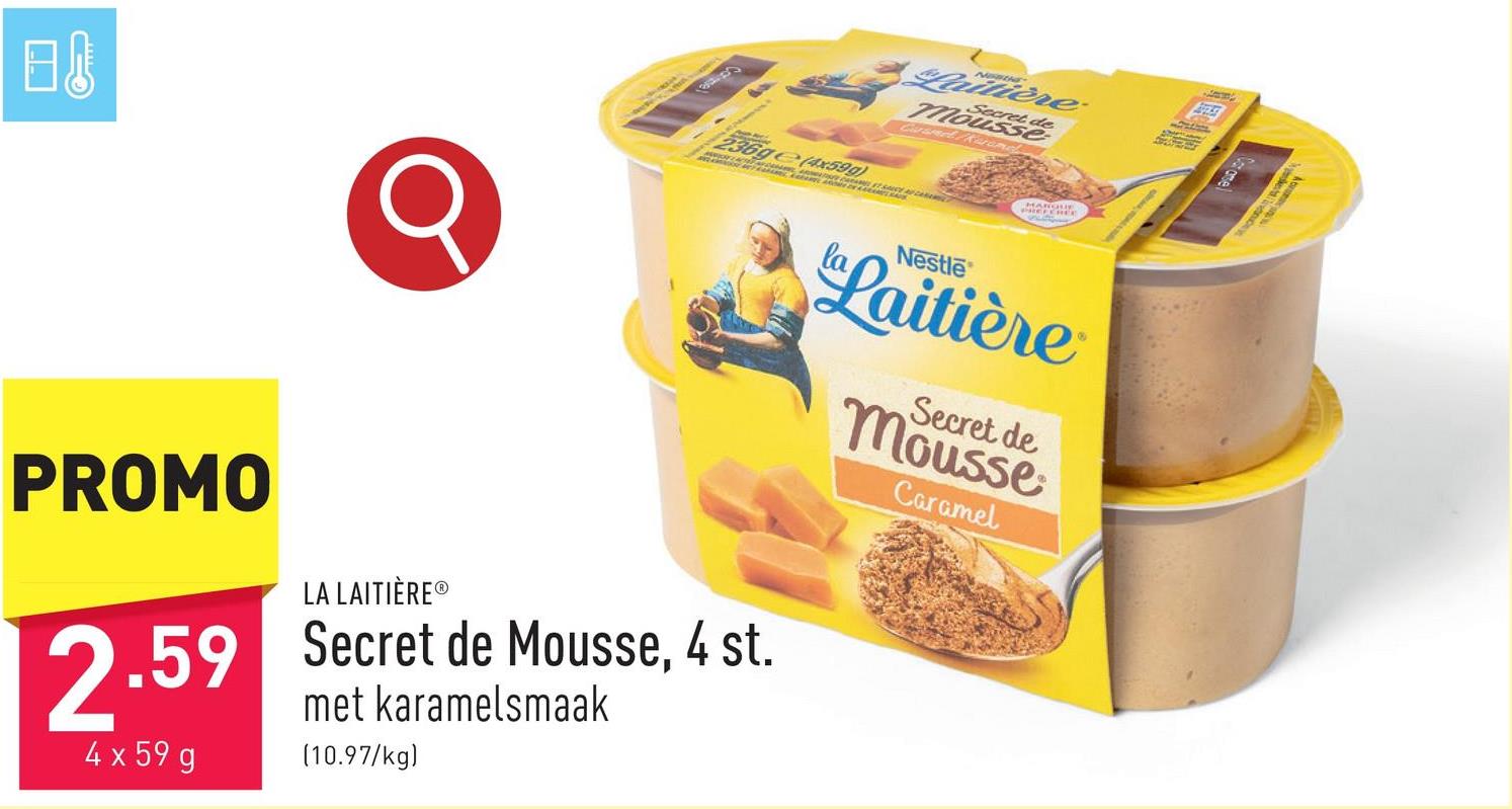 Secret de Mousse, 4 st. op basis van volle melk, met karamelsmaak