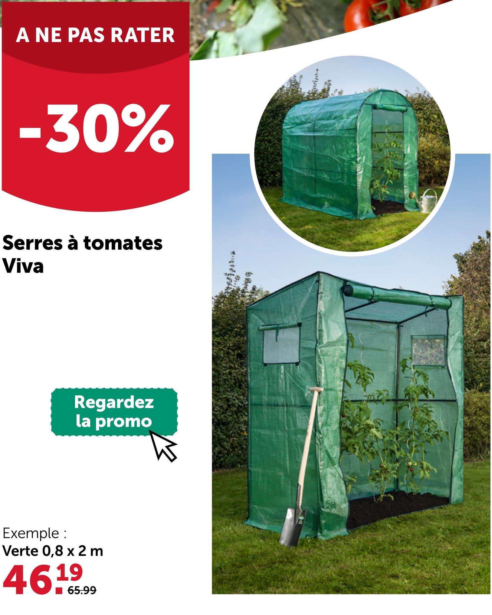 A NE PAS RATER
-30%
Serres à tomates
Viva
Regardez
la promo
Exemple :
Verte 0,8 x 2 m
46.65.99