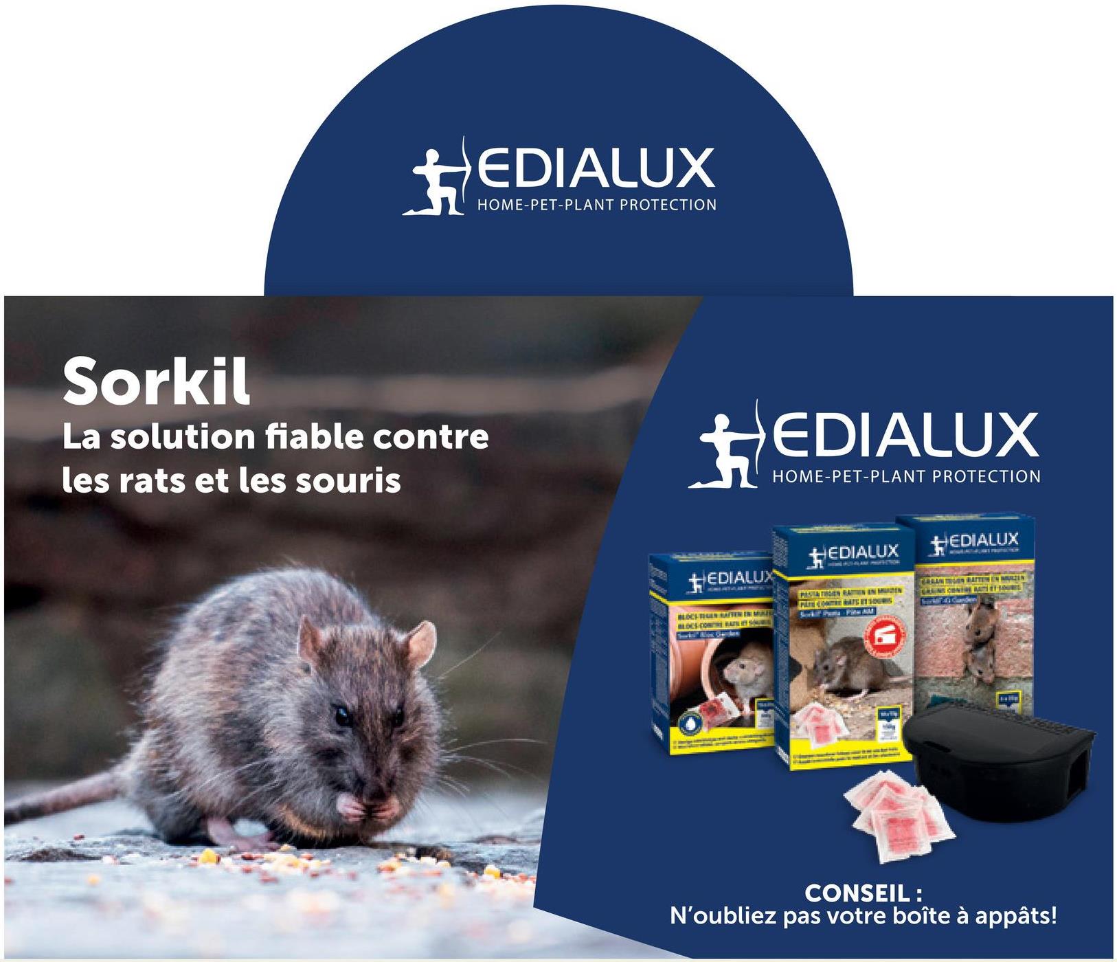 +EDIALUX
HOME-PET-PLANT PROTECTION
Sorkil
La solution fiable contre
les rats et les souris
EDIALUX
HOME-PET-PLANT PROTECTION
EDIALUX
HEDIALUX
EDIALUX
BLOCS TEEN RAFTEN IN MULE
BLOCS-COM BATELITY SHURE
PASTA THEN RAIN IN MEN
PATE COATE ET SOURIS
Scrkit Puma - Pieu AM
G
CRANTON BATTEN EN MUZEN
GRAINS CONTRE RATE ET SOURES
CONSEIL :
N'oubliez pas votre boîte à appâts!