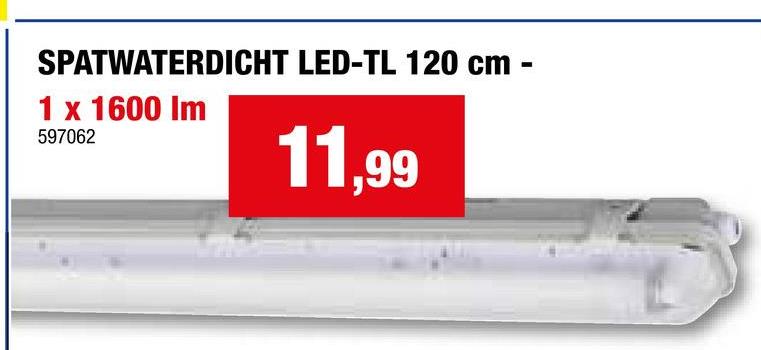 LED TL-armatuur T8 G13 18W spatwaterdicht De TL-armatuur T8 van Select Plus, met een vermogen van 18W, biedt een koel wit licht en is spatwaterdicht dankzij de beschermingsgraad IP65. Het bevestigingsmateriaal en de lamp zijn inbegrepen.