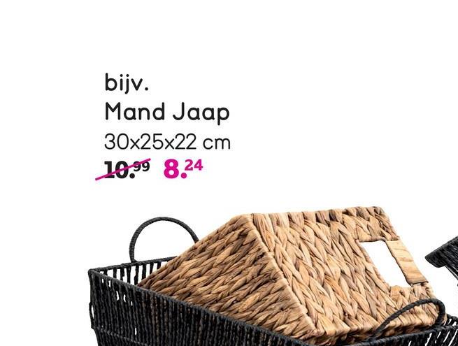 Mand Jaap - naturel - 30x25x22 cm Mand Jaap is een mooie mand gemaakt van gevlochten waterhyacint. Deze 30x25x22 cm grote mand is verkrijgbaar in de winkel.