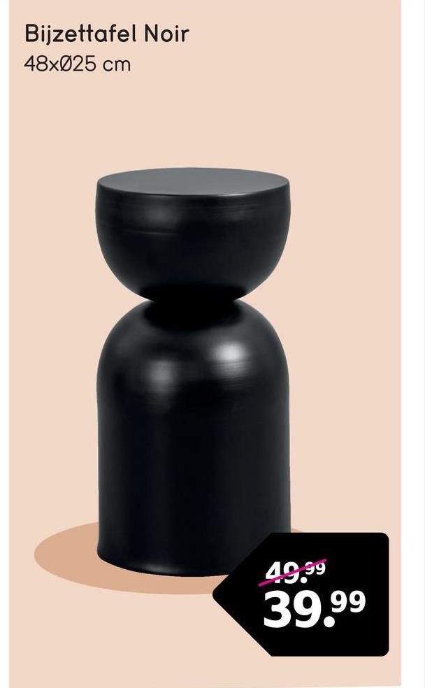 Bijzettafel Noir - zwart - 48xØ25 cm
