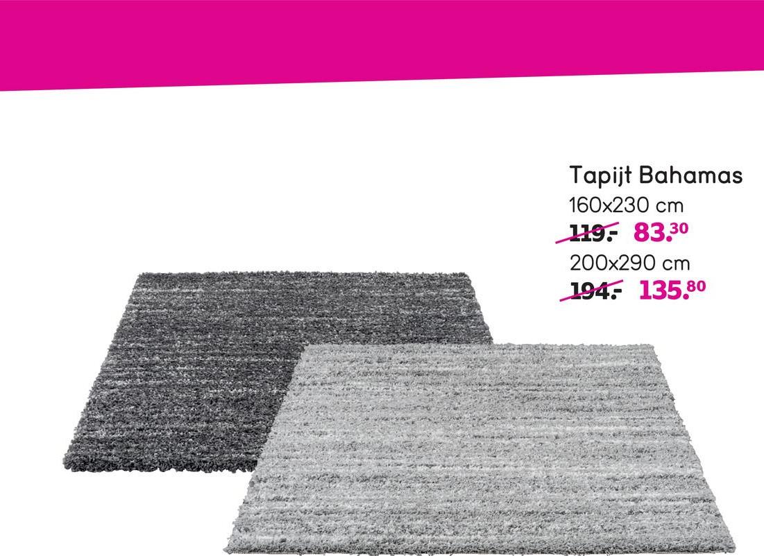 Tapijt Bahamas - donkergrijs - 160x230 cm Tapijt Bahames is donkergrijs en heeft een afmeting van 160x230 cm. Dit tapijt is hoogpolig, gemêleerd en is gemaakt van polypropyleen.