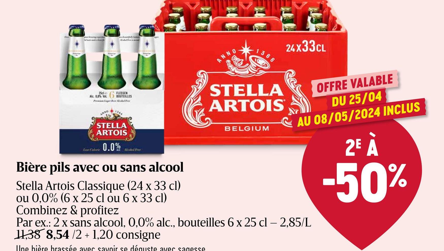 Bière | Sans Alcool | Bouteille Stella Artois 0.0 6x25CL Bouteille