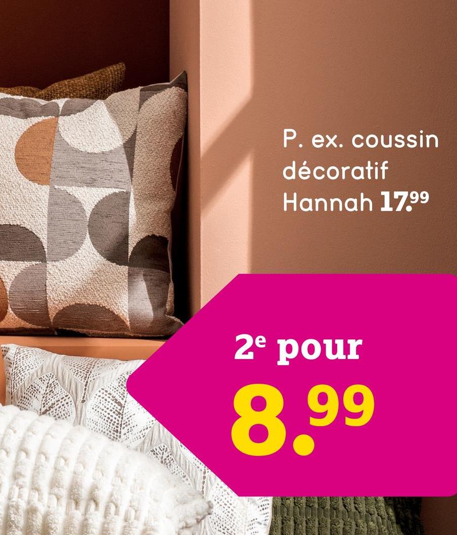 Coussin décoratif Hannah - couleur or/crème - 45x45 cm