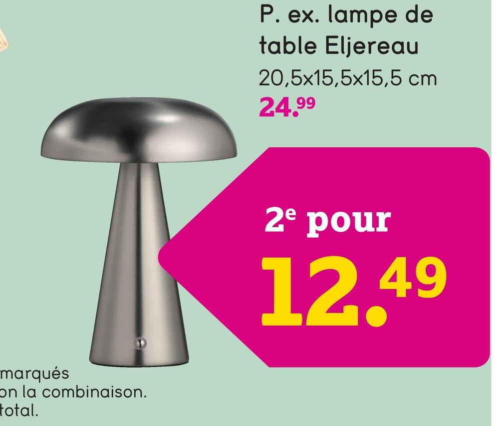Lampe de table Eljereau - couleur argent - Ø14x20,5 cm