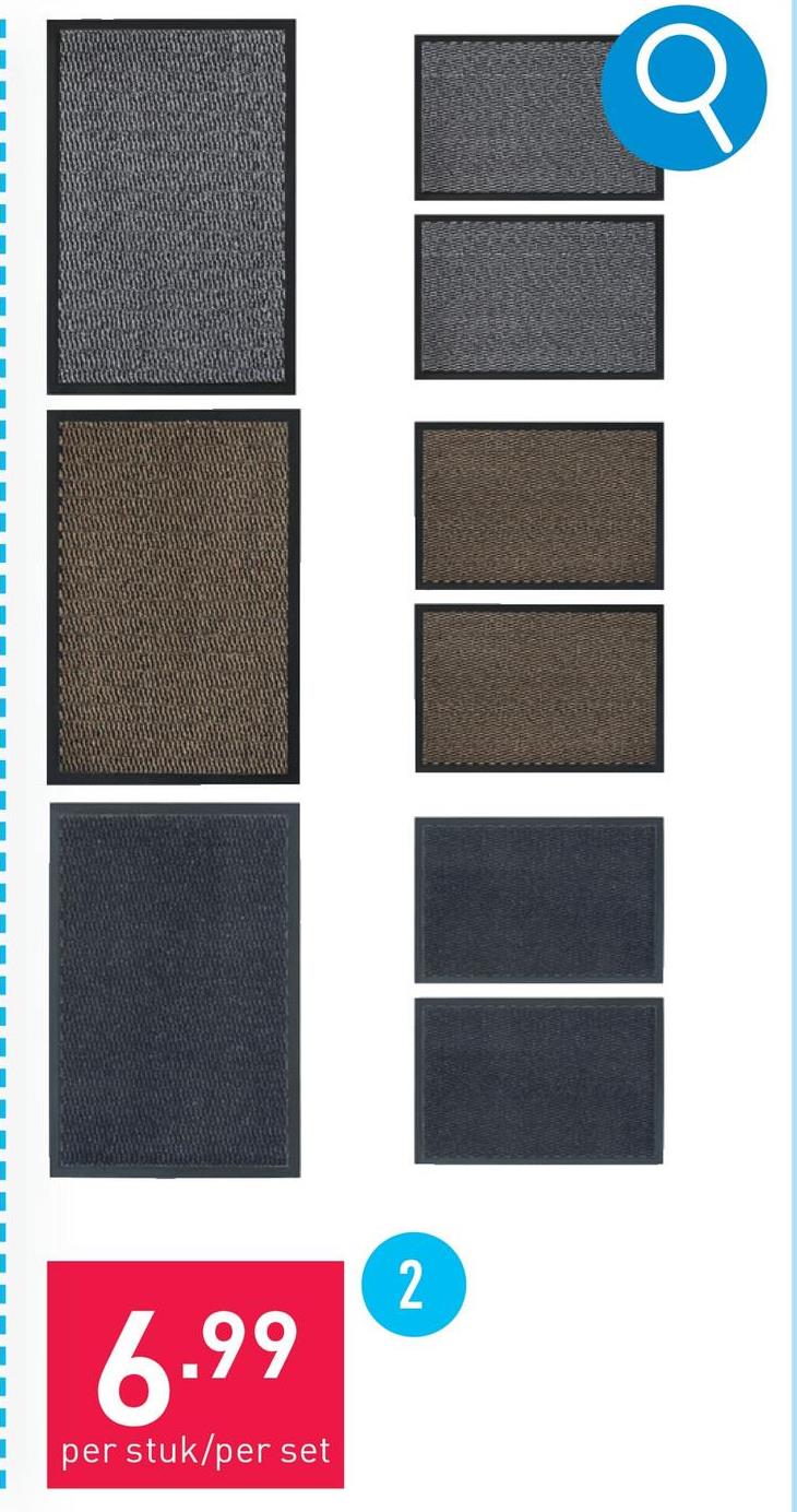 Schoonloopmat polypropyleen, achterzijde: polyvinylchloride, keuze uit 1 grote mat (60 x 90 cm) en 2 kleine matten (40 x 60 cm), geschikt voor binnen en buiten (beschut), keuze uit verschillende varianten, OEKO-TEX®-gecertificeerd