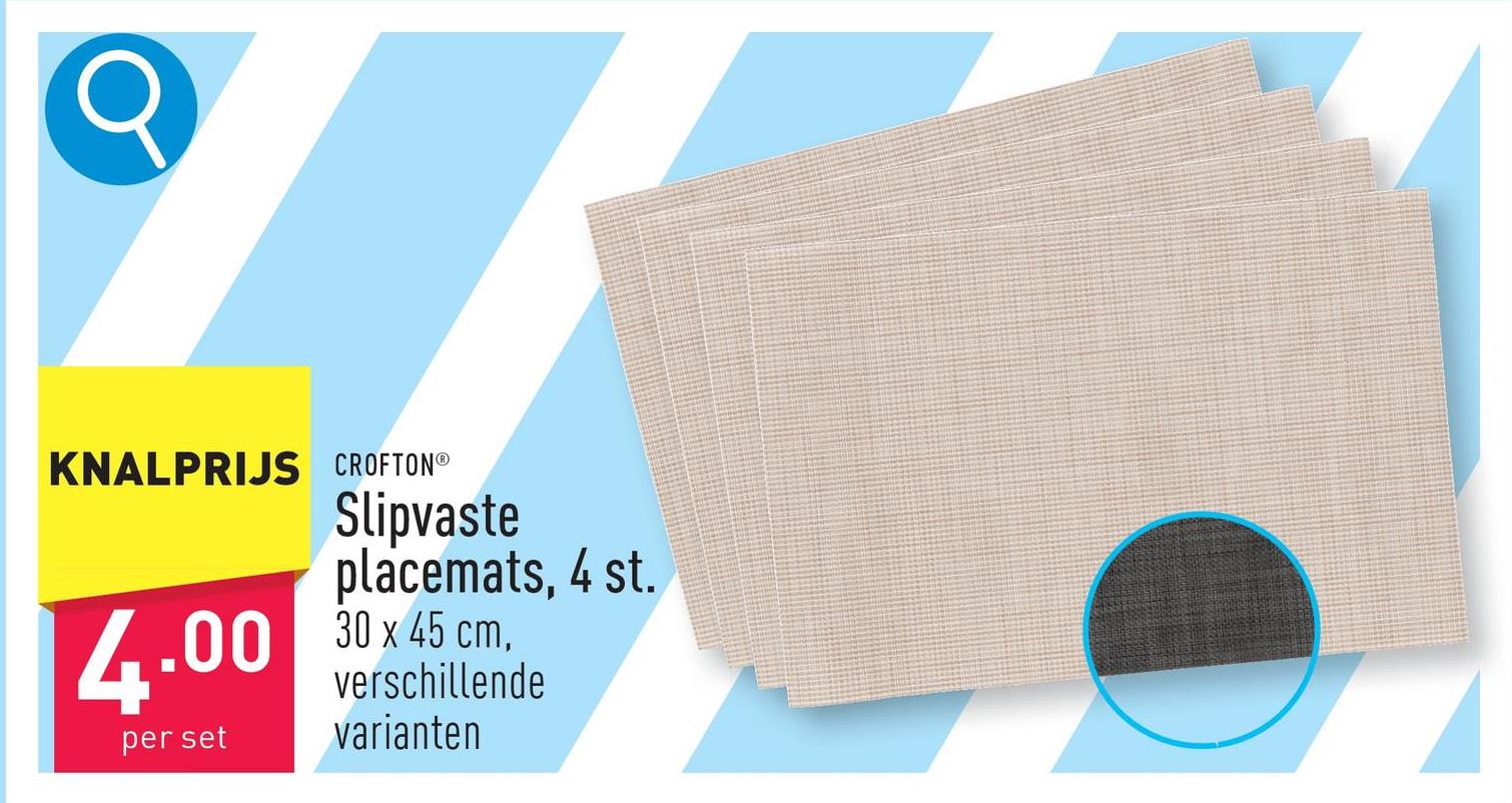 Slipvaste placemats, 4 st. polyester met PVC-coating, 30 x 45 cm, keuze uit verschillende varianten