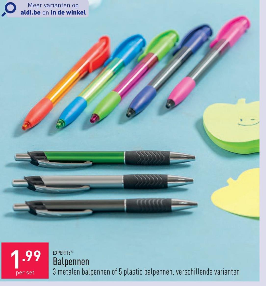 Balpennen keuze uit set met 3 metalen balpennen en set met 5 plastic balpennen, keuze uit verschillende varianten