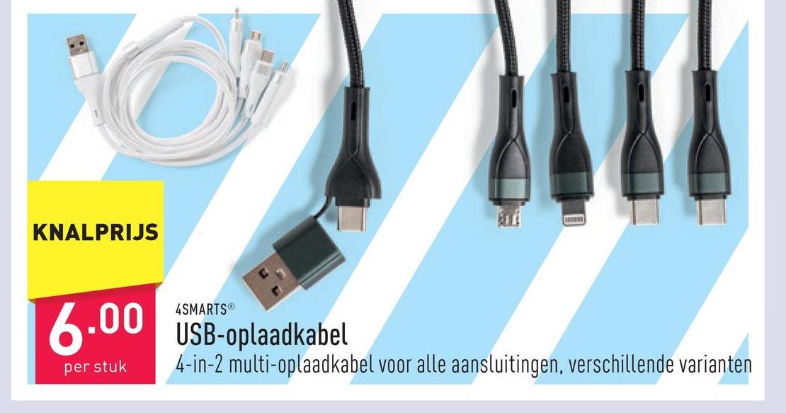 USB-oplaadkabel 4-in-2 multi-oplaadkabel voor alle aansluitingen, keuze uit verschillende varianten