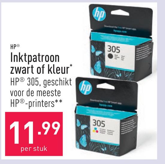 Inktpatroon zwart of kleur HP® 305, geschikt voor de meeste HP®-printers*