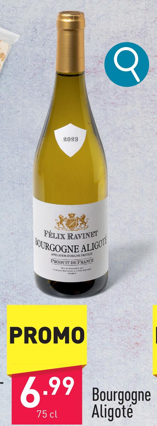 Bourgogne Aligoté frisse, pittige wijn met aroma's van wit fruitdruivensoort: aligotéaanbeveling: bij zeevruchten, schaaldieren, fijne vleeswaren en geitenkaasjaargang: 2023serveertemperatuur: 7-9 °C