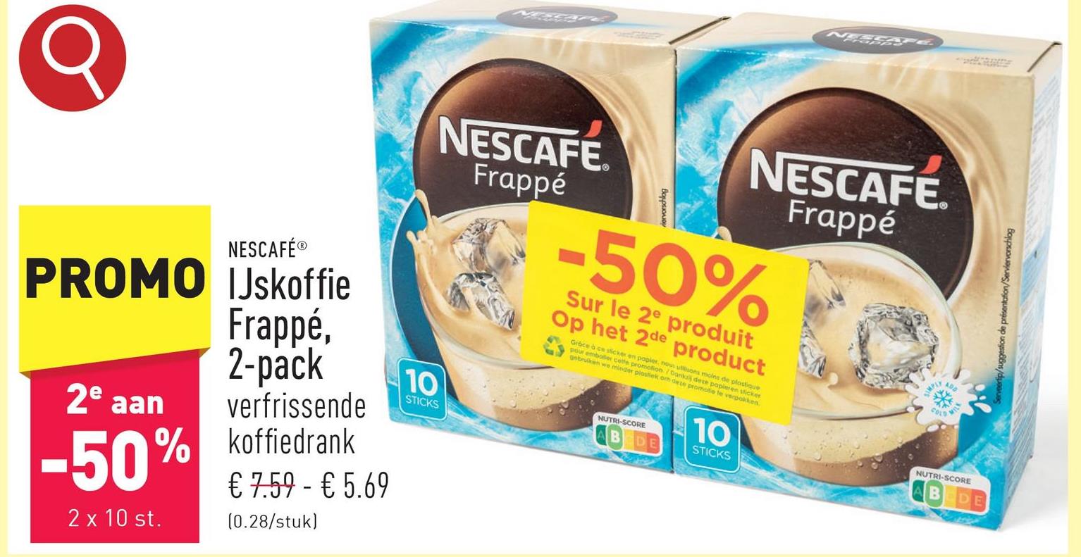 IJskoffie Frappé, 2-pack verfrissende koffiedrank, 2 x 10 sticks