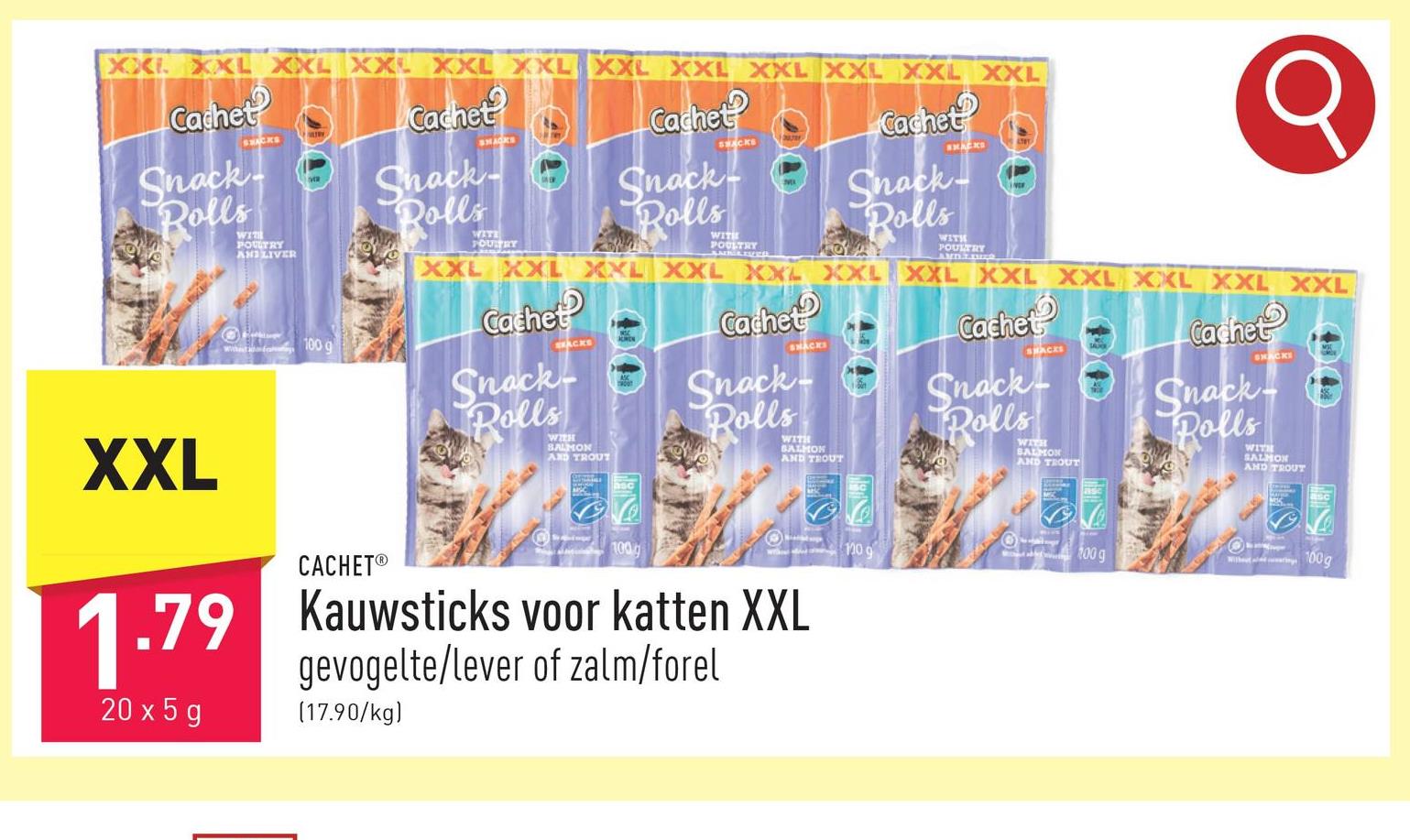 Kauwsticks voor katten XXL keuze uit gevogelte/lever en zalm/forel