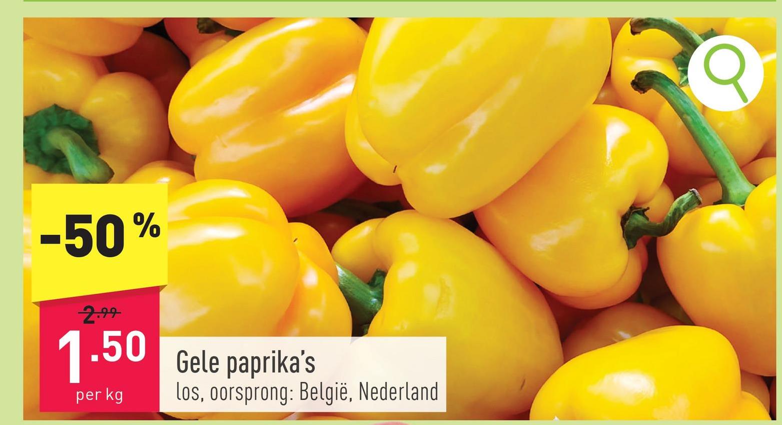 Gele paprika's los, oorsprong: België, Nederland