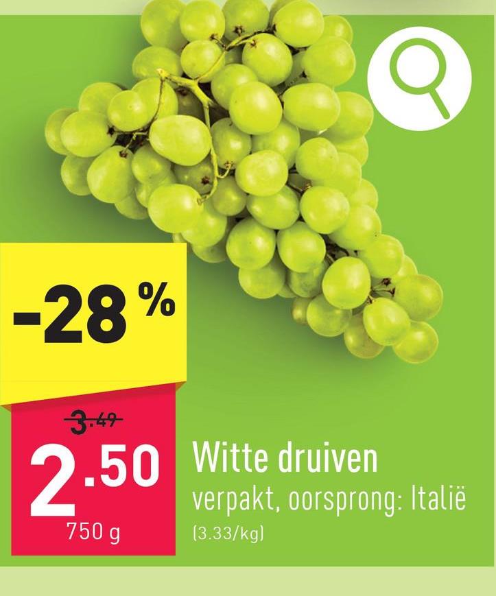 Witte druiven met pit verpakt, oorsprong: Italië