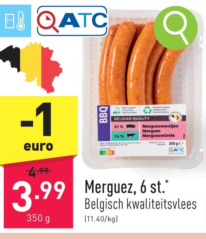 Merguez, 6 st. Belgisch kwaliteitsvlees, Belbeef gecertificeerd