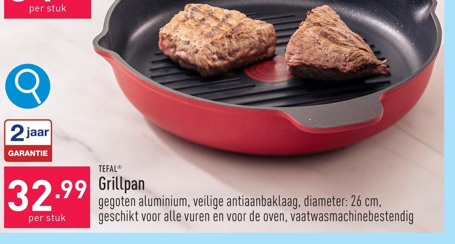 Grillpan "Daily Chef" gegoten aluminium, veilige antiaanbaklaag, diameter: 26 cm, thermospot in het midden van de pan, geschikt voor alle vuren (ook inductie) en voor de oven (tot 175 °C), vaatwasmachinebestendig