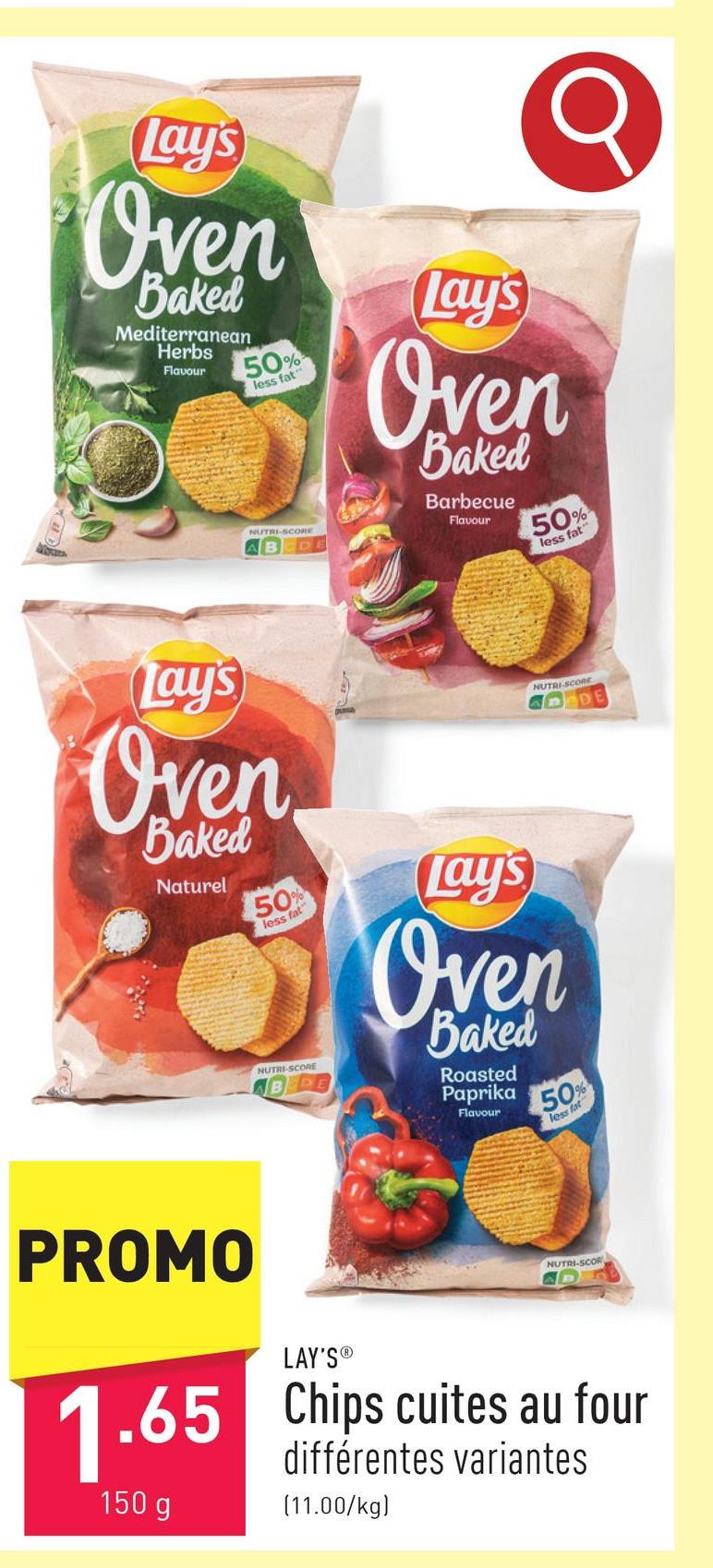 Chips cuites au four choix entre différentes variantes