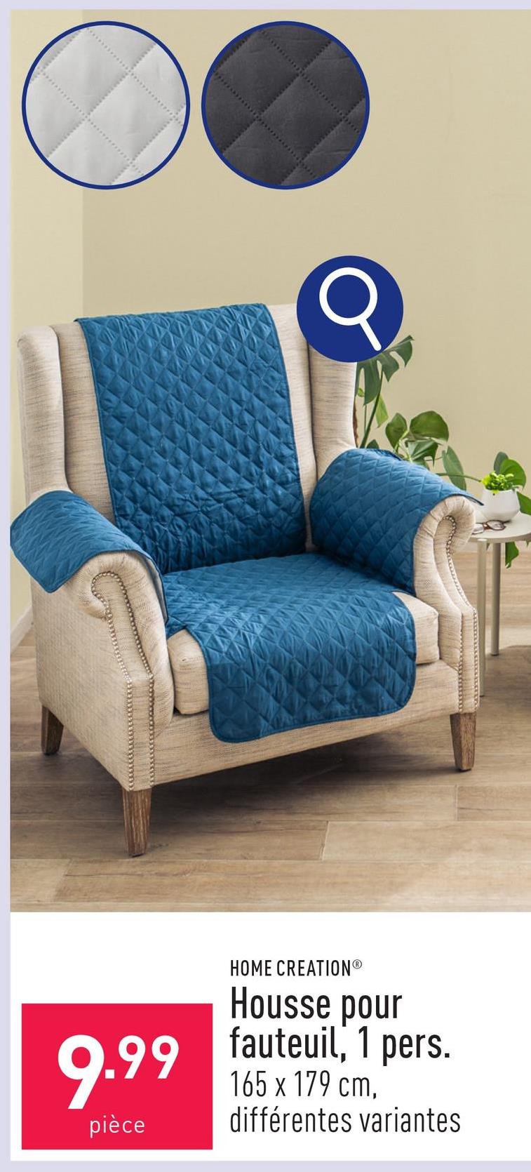 Housse pour fauteuil, 1 pers. dessus et rembourrage en polyester, dessous en polypropylène, env. 165 x 179 cm, choix entre différentes variantes, certifiée OEKO-TEX®