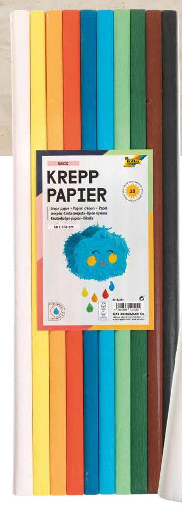 BASIC
KREPP
PAPIER
Crepe paper Papier crêpen Papel
respin-Carta crespata-penya
Kutselaipe-papier-Bibula
50 x 200 cm
folla
10