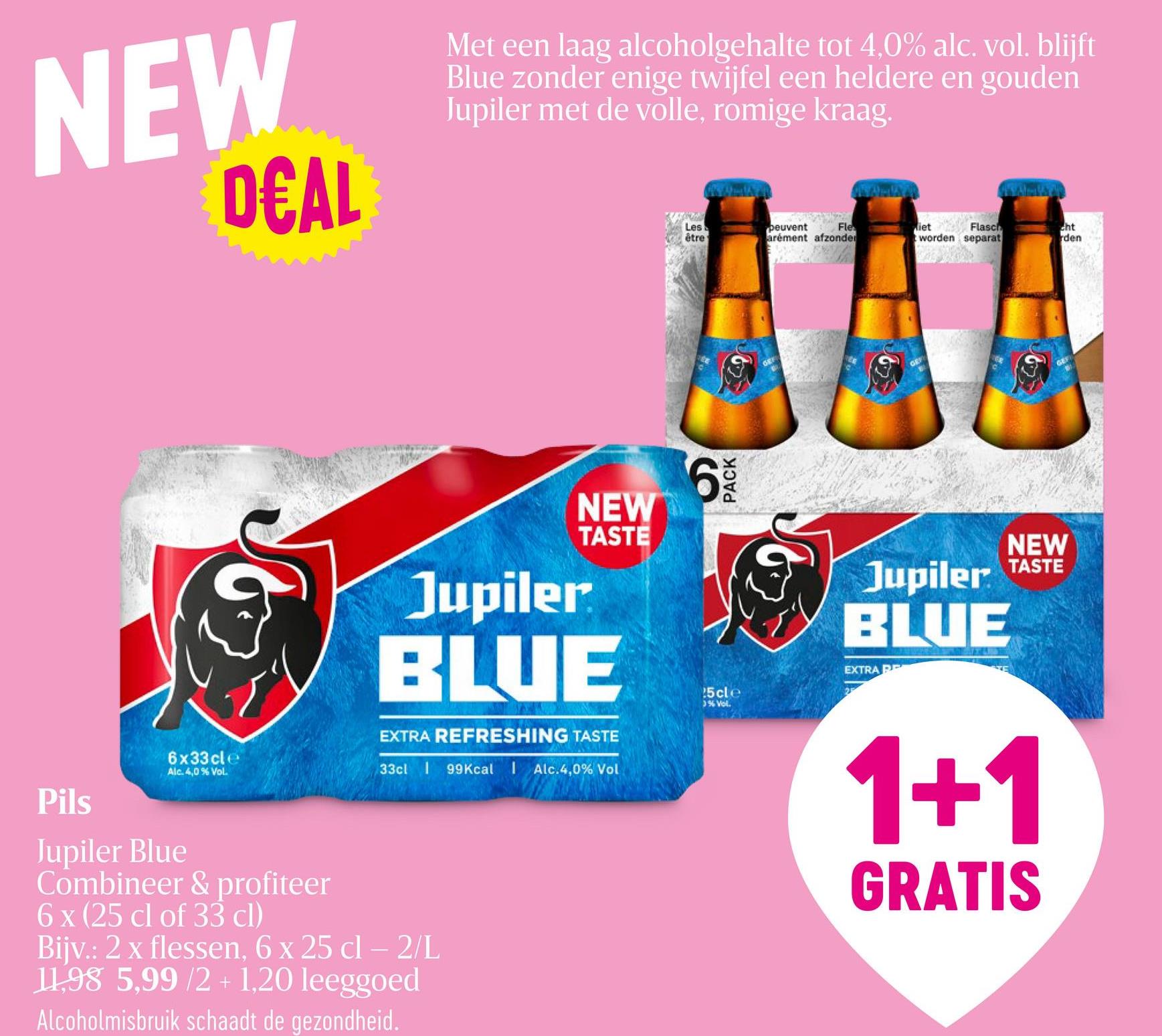 Blond bier | Pils | Blue | 4% | Fles Jupiler Blue fles 6x25cl