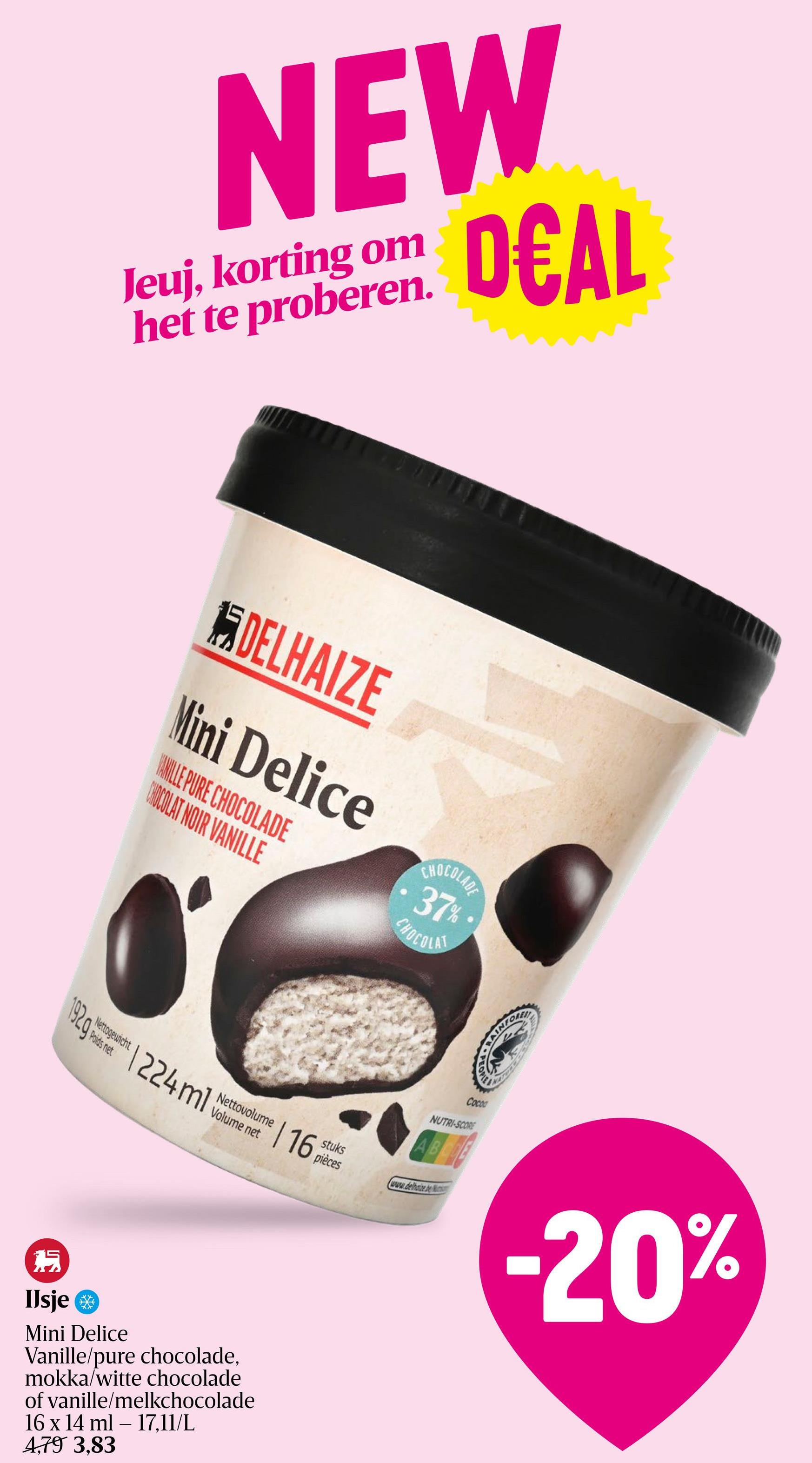 Mini délices | Vanille | Pure chocolade Roomijs pralines