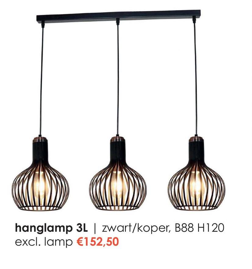 hanglamp 3L | zwart/koper, B88 H120
excl. lamp €152,50