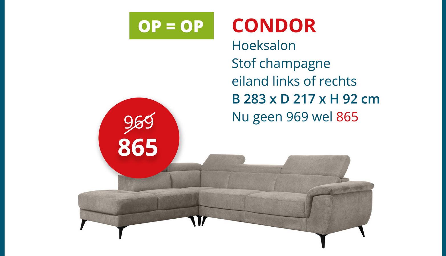 Hoeksalon Condor stof champagne Zitmeubelen Hoeksalons