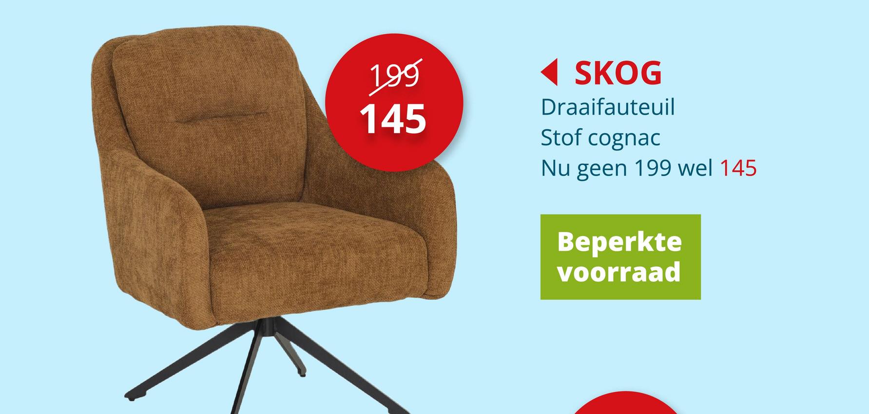 Draaifauteuil Skog stof cognac Zitmeubelen Fauteuils