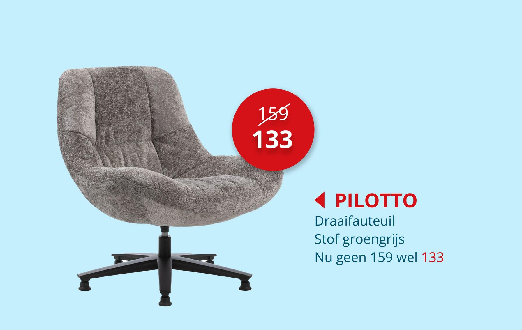 Draaifauteuil Pilotto stof groengrijs Zitmeubelen Fauteuils