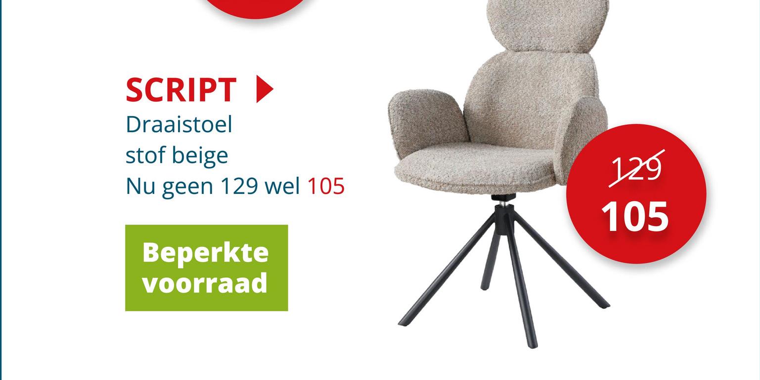 Draaistoel Script stof beige Stoelen Eetkamerstoelen