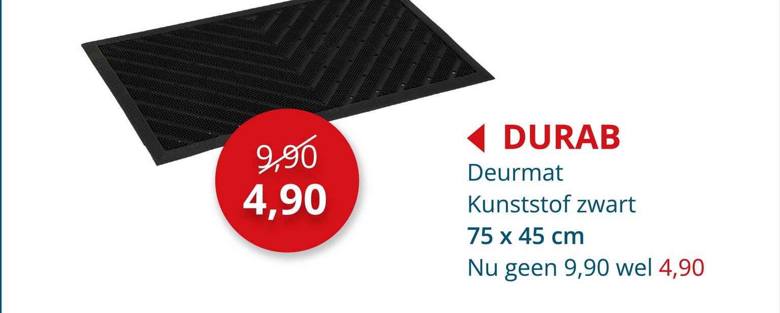 Deurmat Durab 75x45cm kunststof zwart Tapijten Deurmatten Keukenaccessoires Tapijt