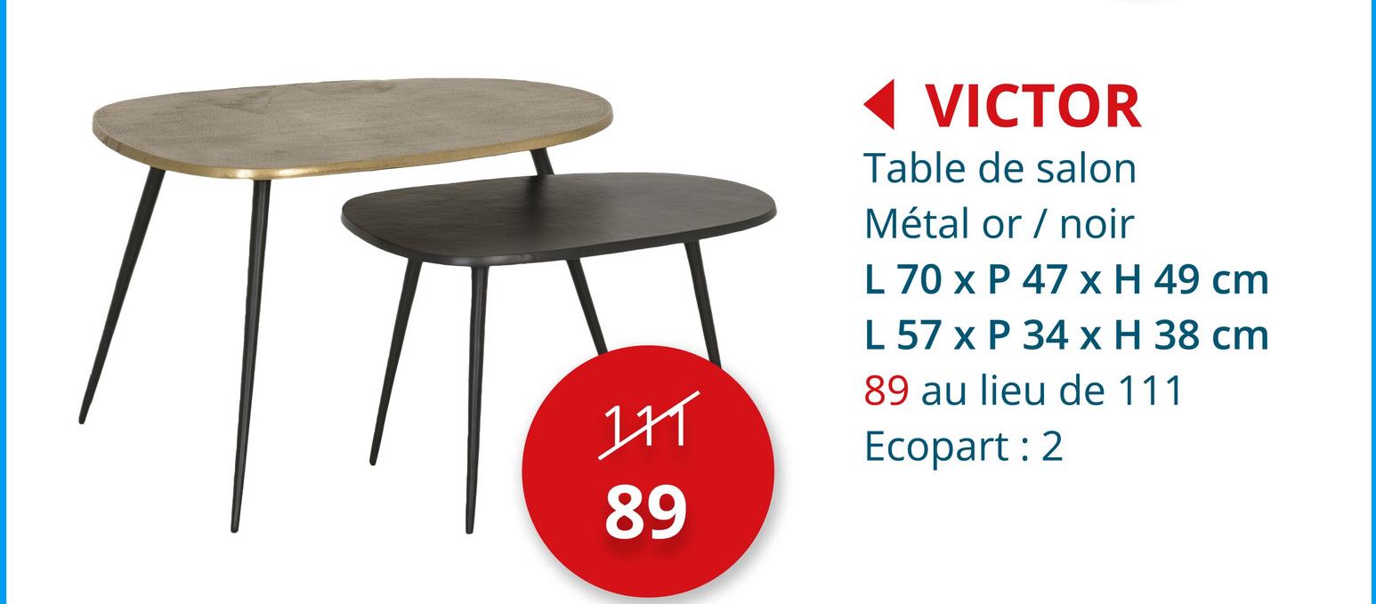 Table basse Victor ovale or noir Meubles D'appoint Tables Basses