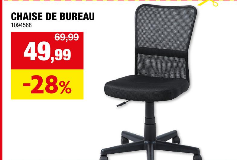 Chaise de bureau <p>Profitez d'une chaise de bureau confortable pour votre maison ou votre chambre d'étudiant. Cette chaise réglable en hauteur offre une posture parfaite pour vous permettre de rester confortable et productif tout au long de la journée.</p>Hauteur d'assise : 42-54 cmHauteur de la chaise : 84-96 cm