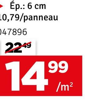 Ép.: 6 cm
10,79/panneau
047896
2249
14.99